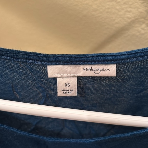 Halogen woman's dark turquoise long tank top with ruching throughout the top - Picture 5 of 10
